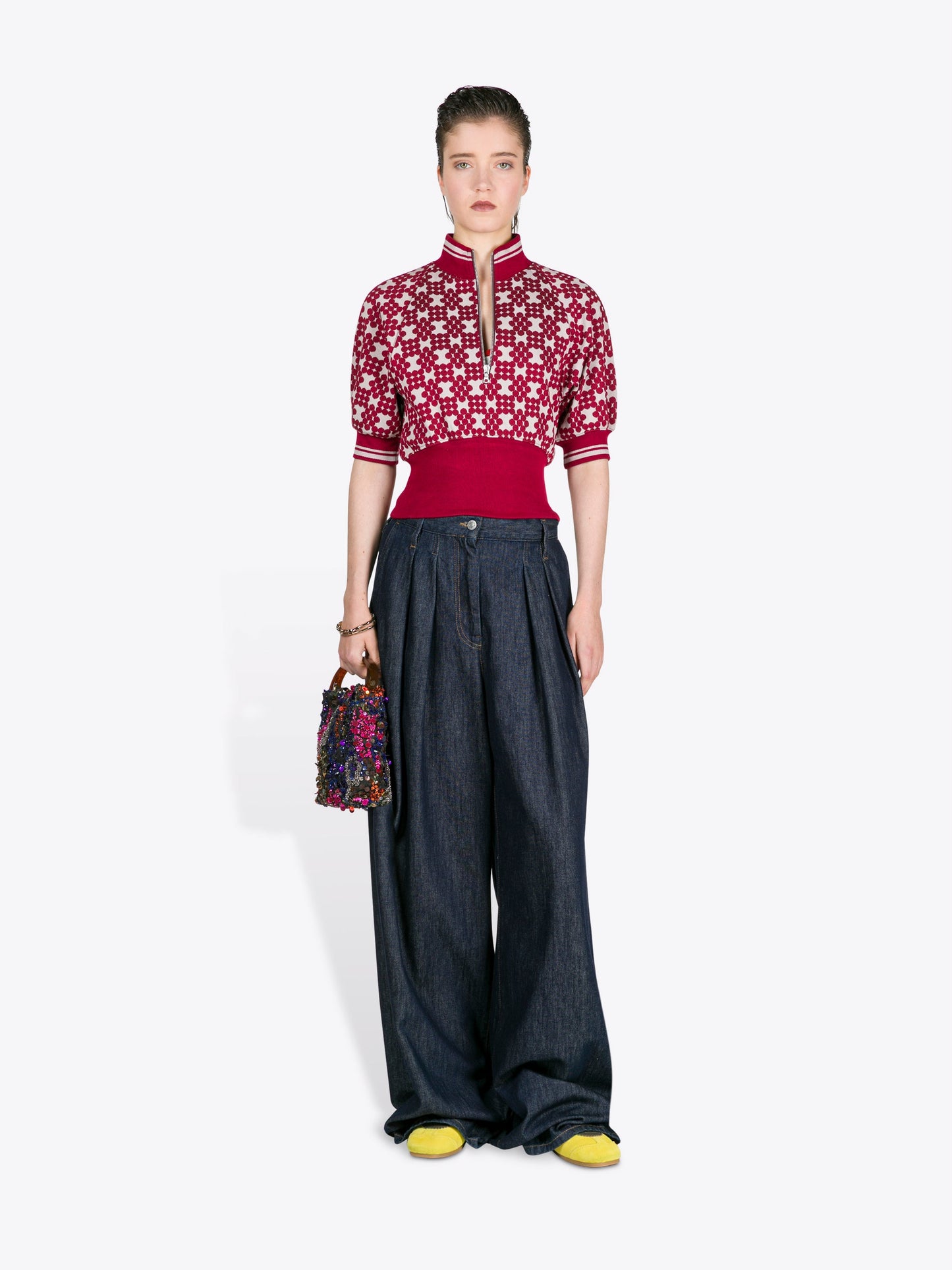 Wide Pleated Jeans