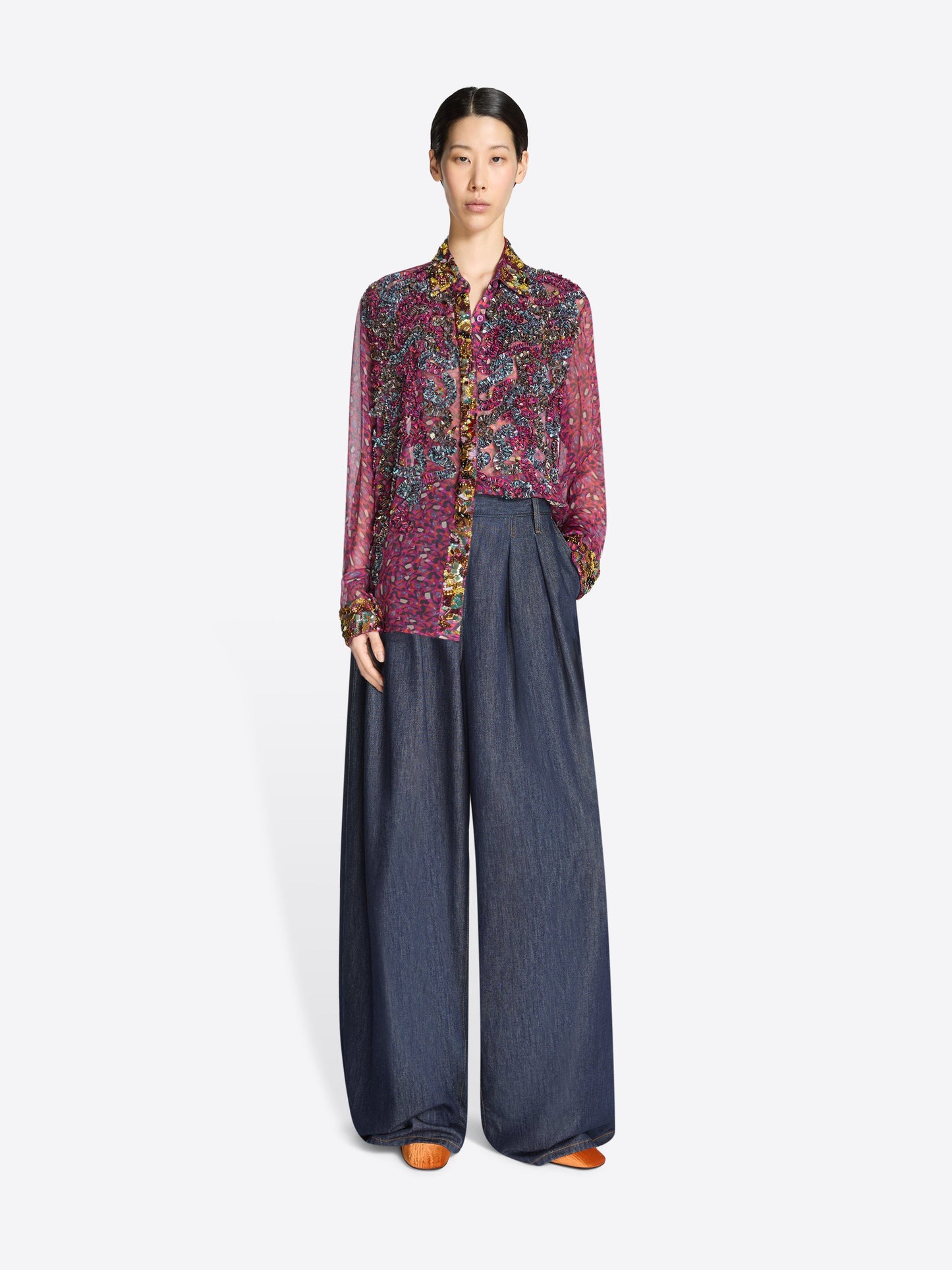 Wide Pleated Jeans