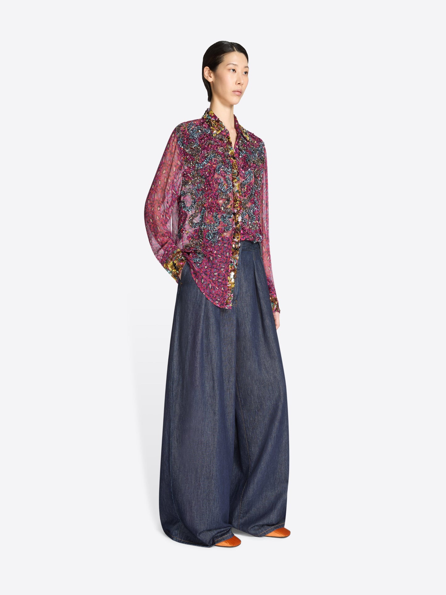 Wide Pleated Jeans